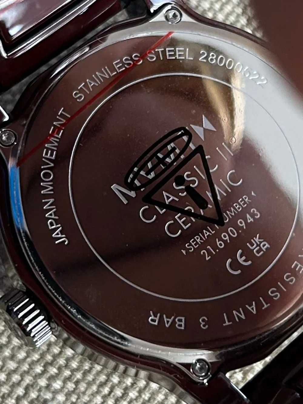 MVMT Classic II Burgundy Red Ceramic Watch With 44mm Face & Ceramic Bracelet